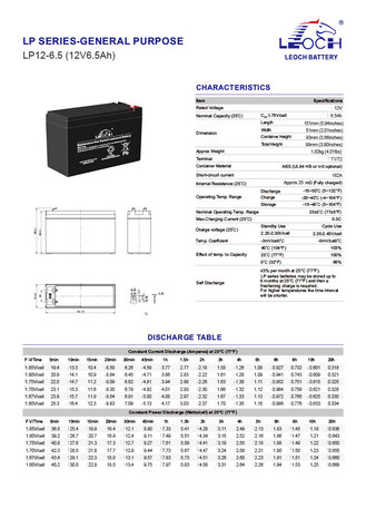 SLA BATTERIJ LEOCH 12V - 6.5AH